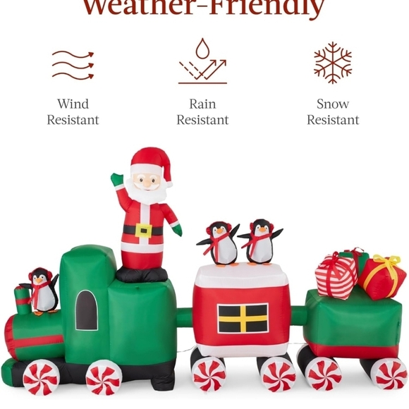 Christmas Train & Animated Santa 8.5 x 5ft Lighted Inflatable Holiday Decor Yard